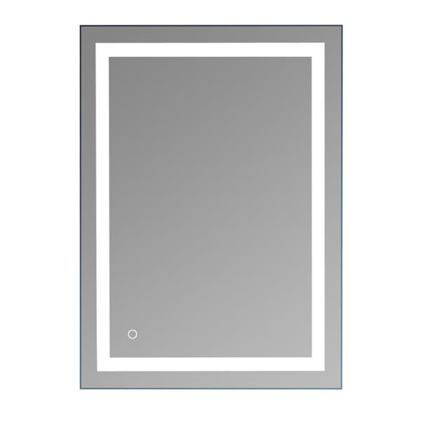 40"x 24" Square Built-in Light Strip Touch LED Bathroom Mirror Silver