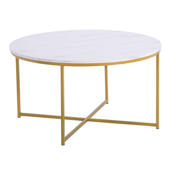 Marble Simple Round Coffee Table [90x90x48.5cm] White