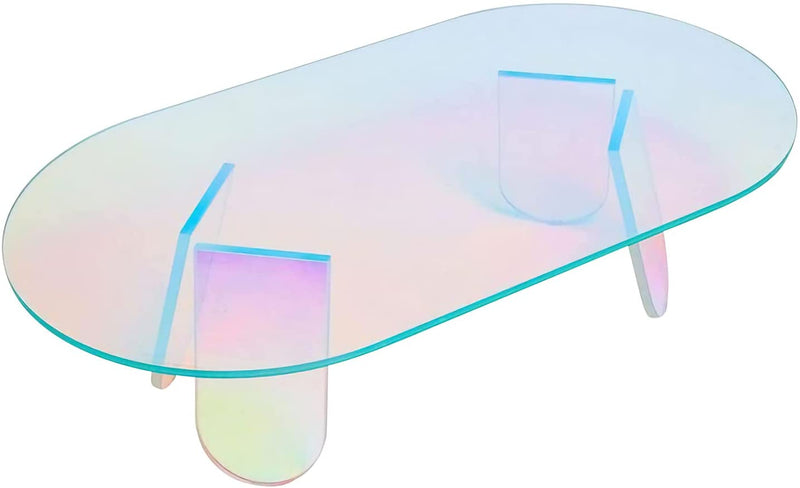 Acrylic Rainbow Color Coffee Table, Iridescent Glass