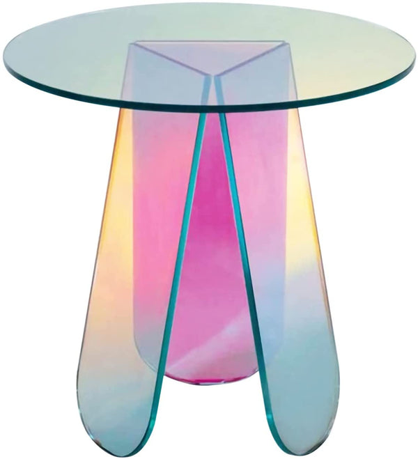 Acrylic Rainbow Color Coffee Table, Iridescent Glass