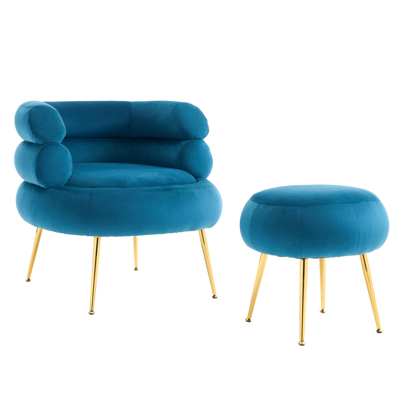 With Pedals Velvet Indoor Armchair Blue