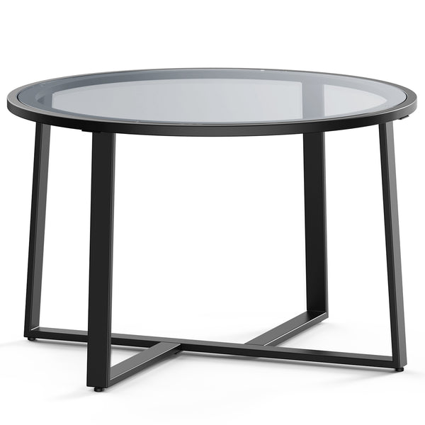 Black Coffee Table with Tempered Clear Glass