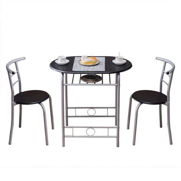 PVC Breakfast Table (One Table and Two Chairs) Black