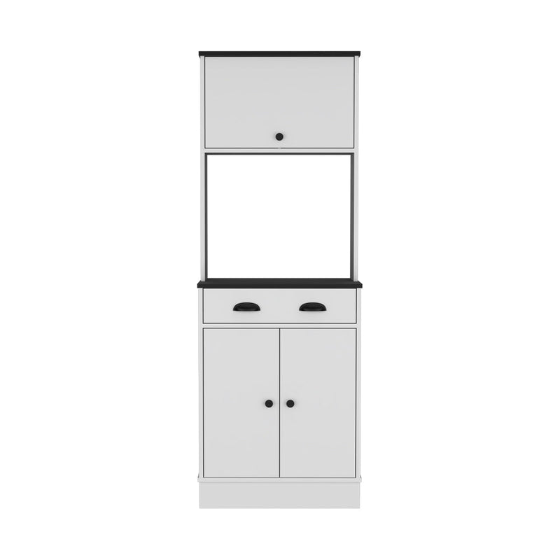 Pantry Cabinet Microwave Stand Warden, Kitchen, White/Black-1