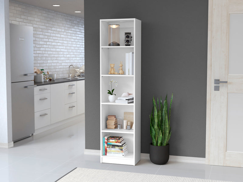 Bookcase XS Benzoni, Slim Design and Spacious Display, White Finish-0