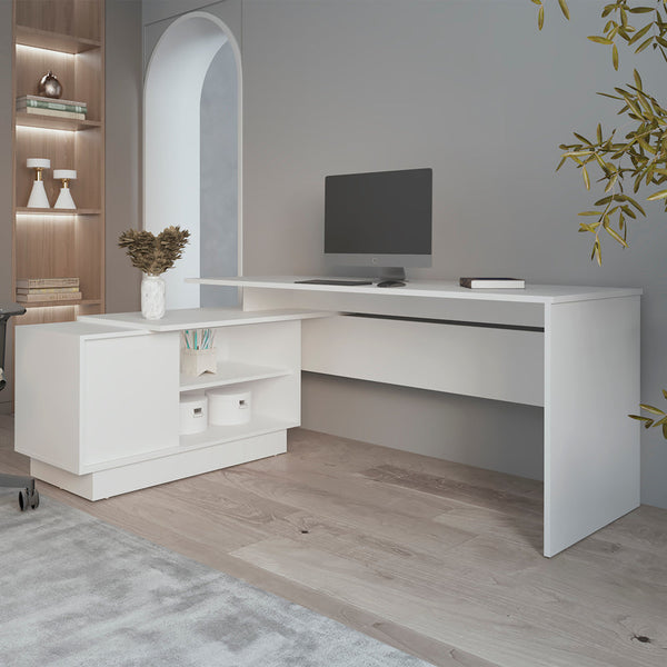 L-Shaped Desk Farrell, Office, White-0