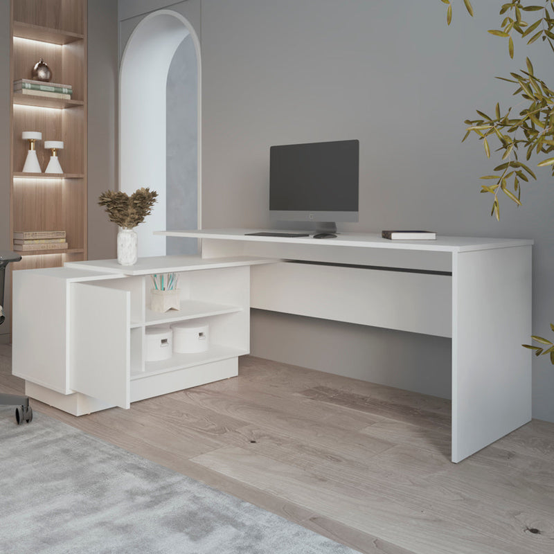 L-Shaped Desk Farrell, Office, White-1