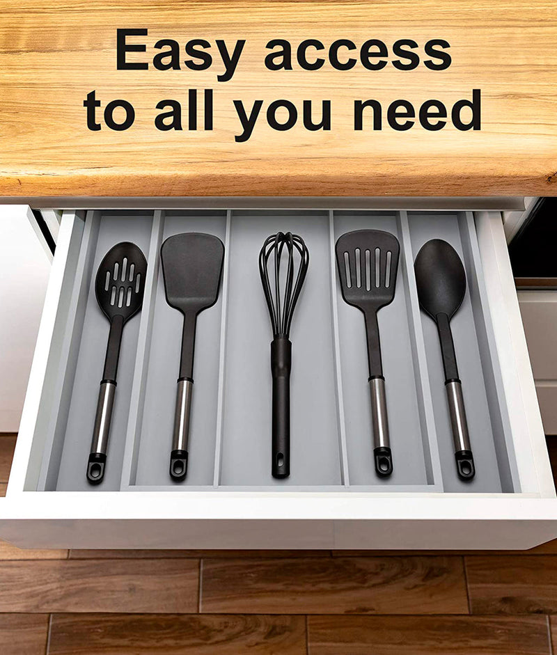 Utensil Holder Drawer Organizer Gray-6