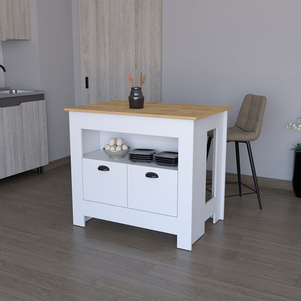 Kitchen Island Geneva, Kitchen, White / Macadamia-0