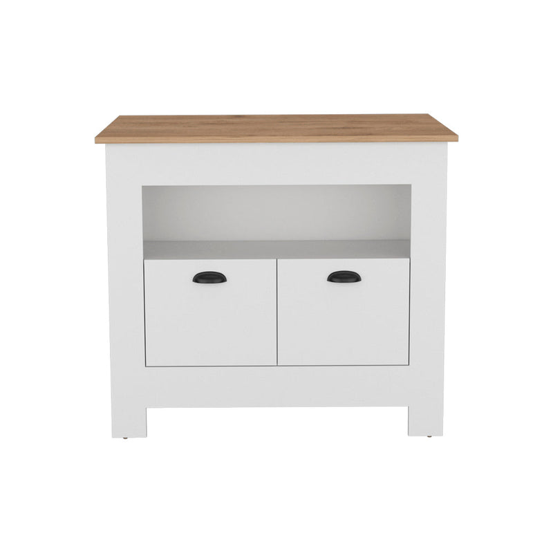 Kitchen Island Geneva, Kitchen, White / Macadamia-1