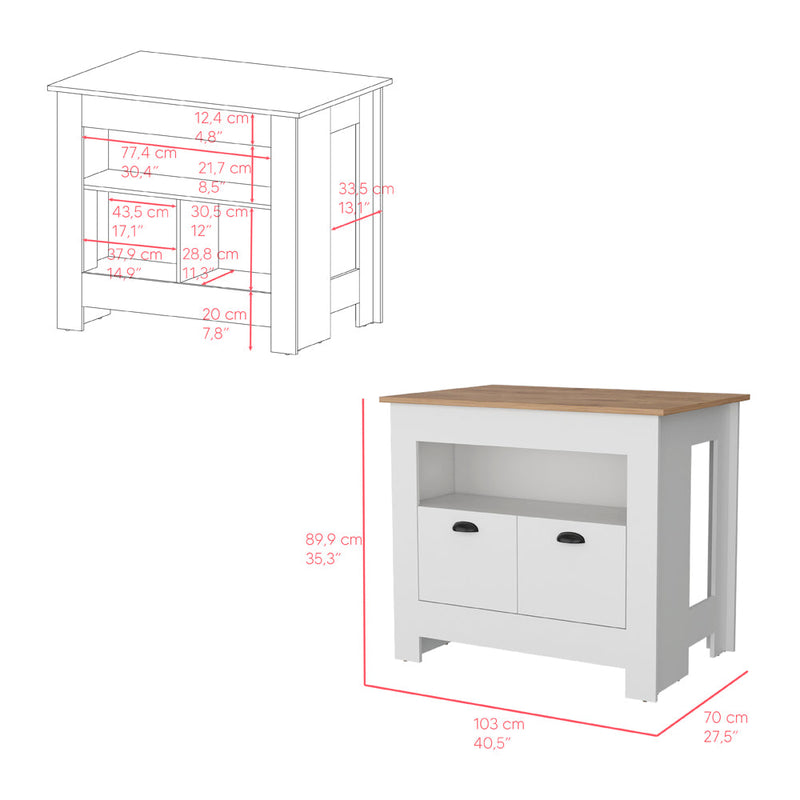 Kitchen Island Geneva, Kitchen, White / Macadamia-2