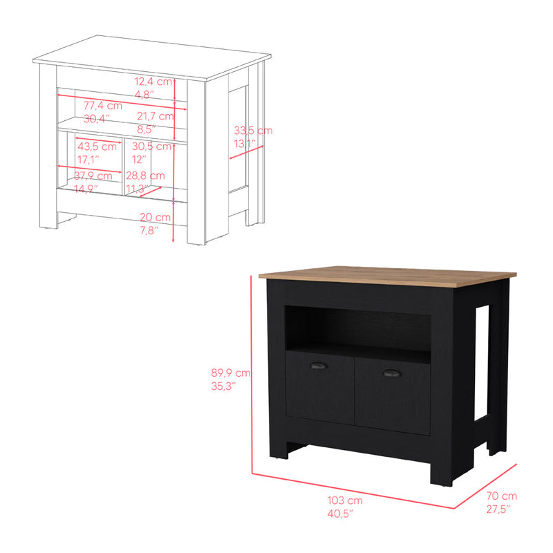 Kitchen Island Geneva, Kitchen, Black / Macadamia-2