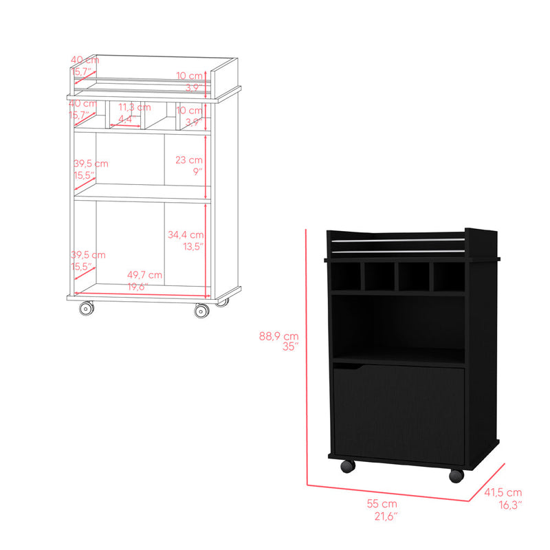 Bar Cart Kinsley, Living Room, Black-2