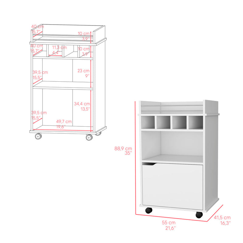 Bar Cart Kinsley, Living Room, White-2