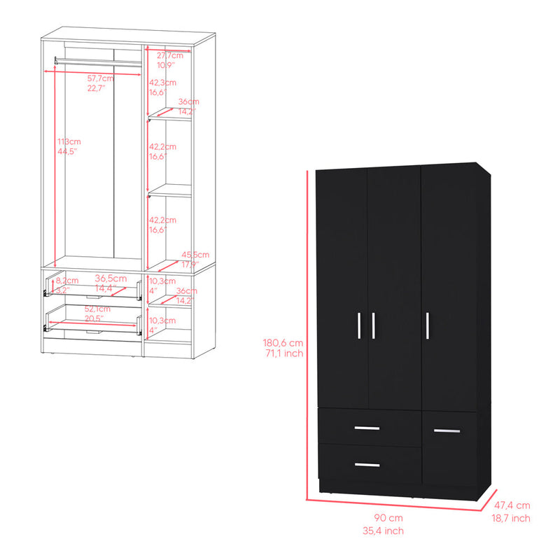 Four Door Armoire Crosby, Bedroom, Black-2