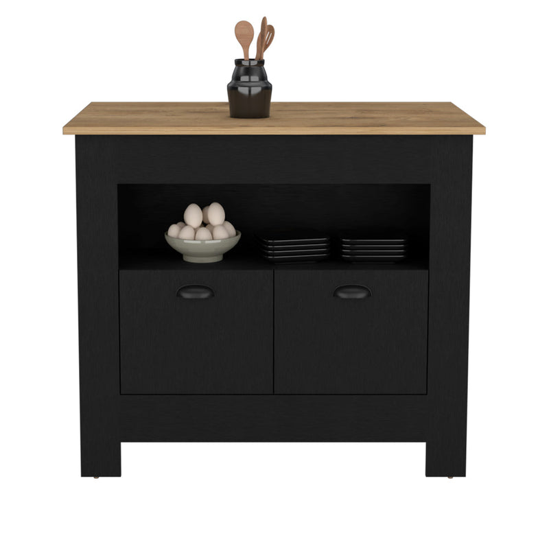 Kitchen Island Geneva, Kitchen, Black / Macadamia-5