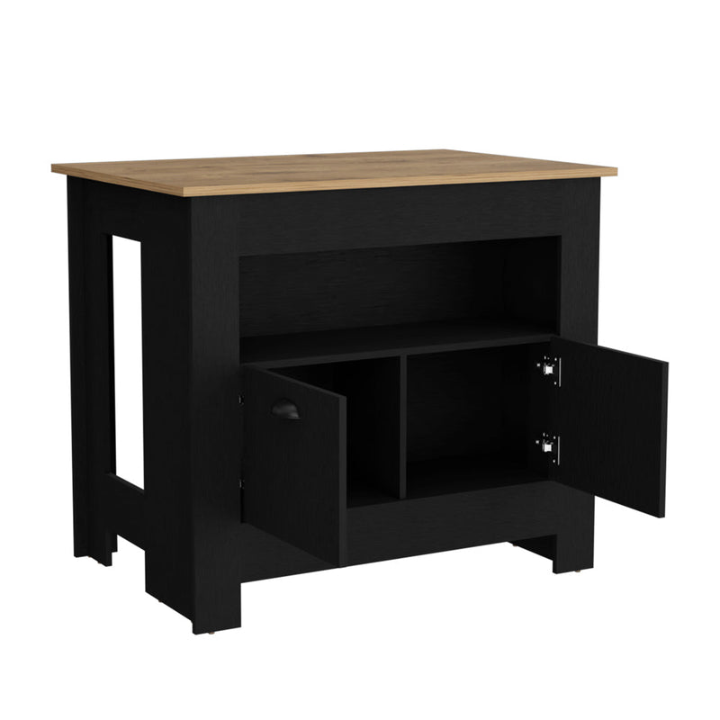 Kitchen Island Geneva, Kitchen, Black / Macadamia-6