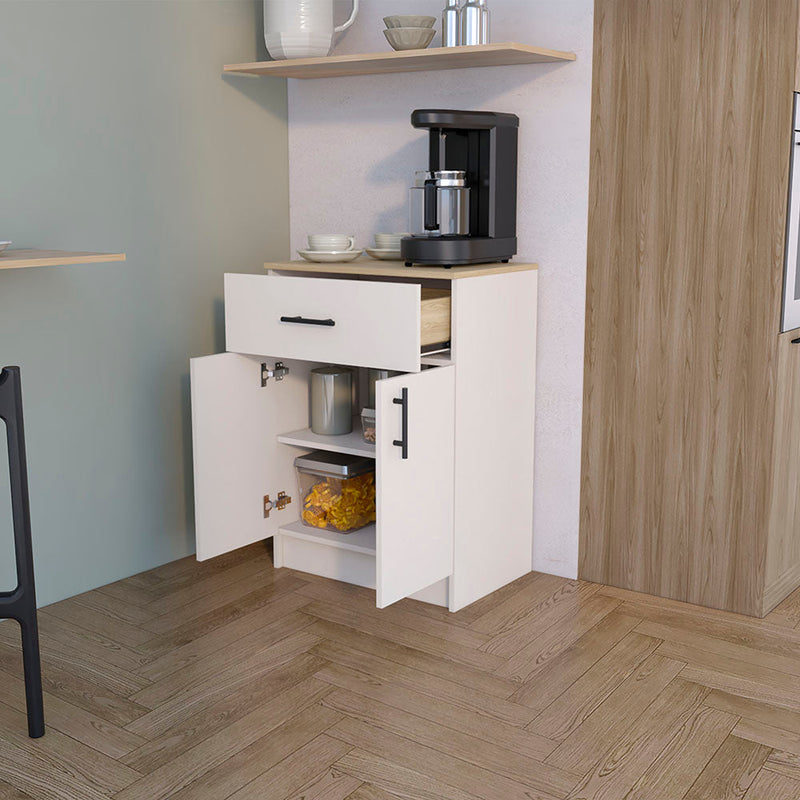 Pantry Cabinet Netal, Kitchen, Ivory / Natural Oak-1