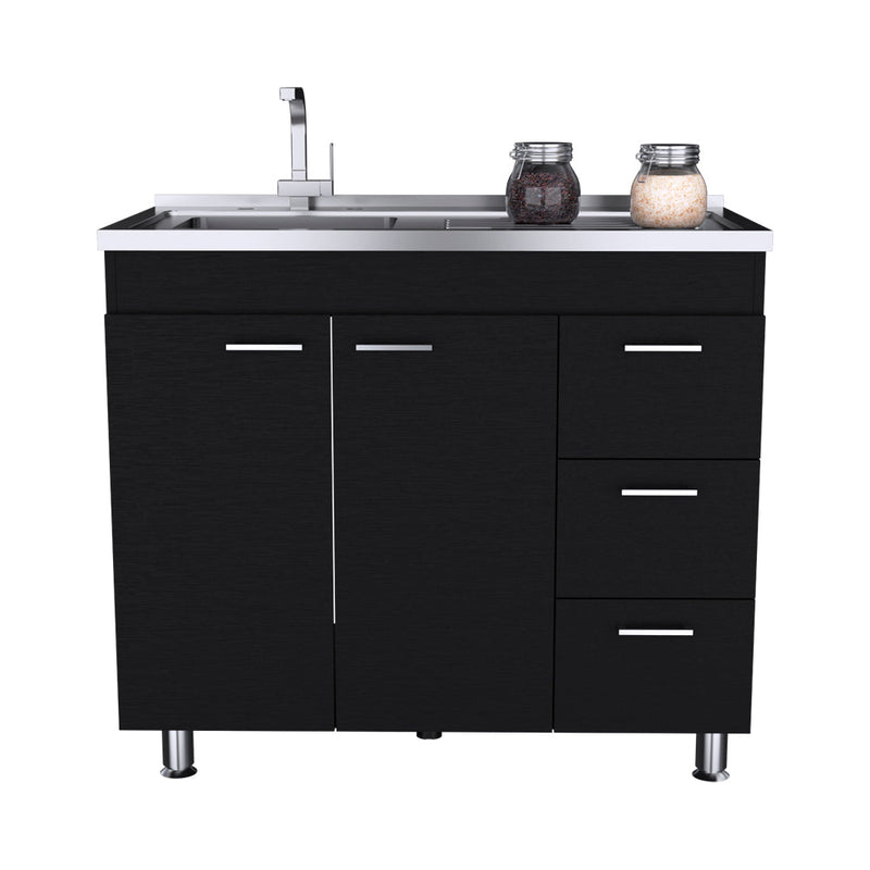 Utility Sink Cabinet Telford, Kitchen, Black-3