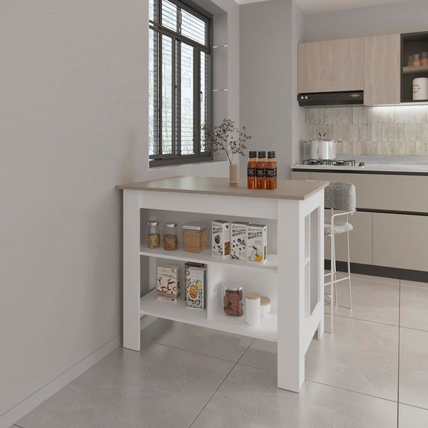 Kitchen Island Ada, Kitchen, Taupe / White-0