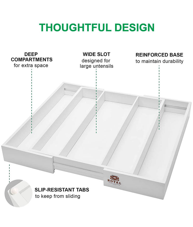 Cutlery And Utensil Organizer Tray White-2