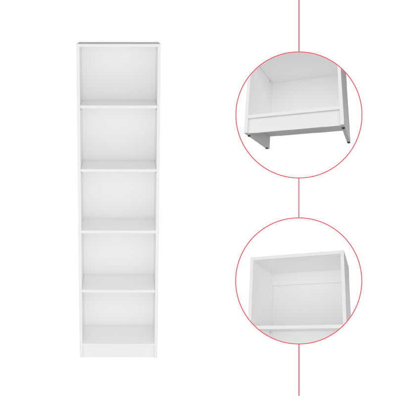 Bookcase XS Benzoni, Slim Design and Spacious Display, White Finish-5