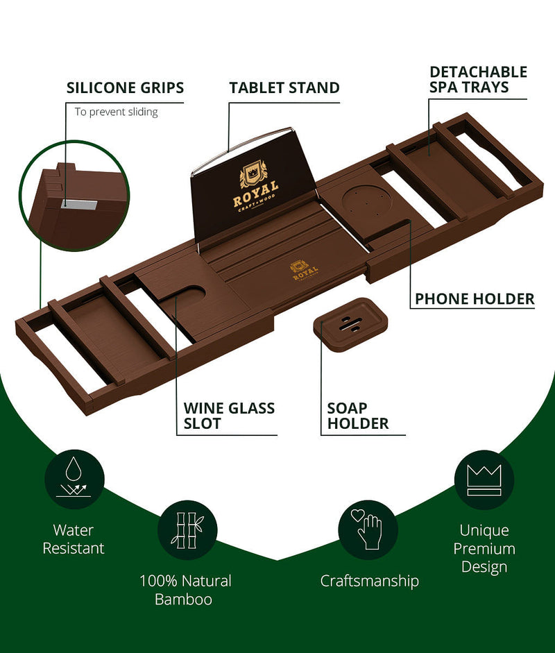 Bathtub Reading Tray Brown Color-2