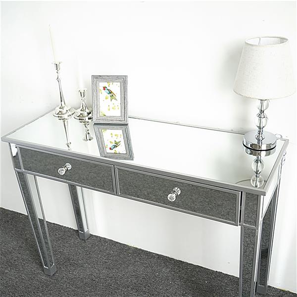 Mirrored Makeup Table Desk Vanity for Women with 2 Drawers