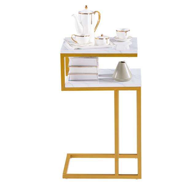 (42 x 35.5 x 71)cm C-Type Side Table Double-Layer Gold Marble Sticker