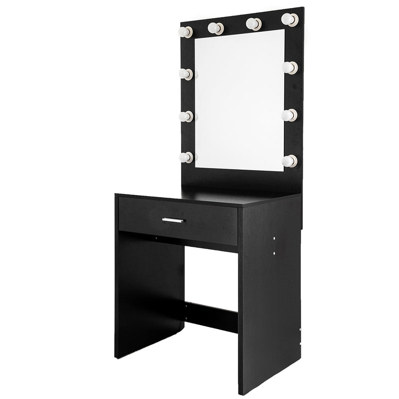 FCH With a Light Cannon Large Mirror Single Drawer Dressing Table Black