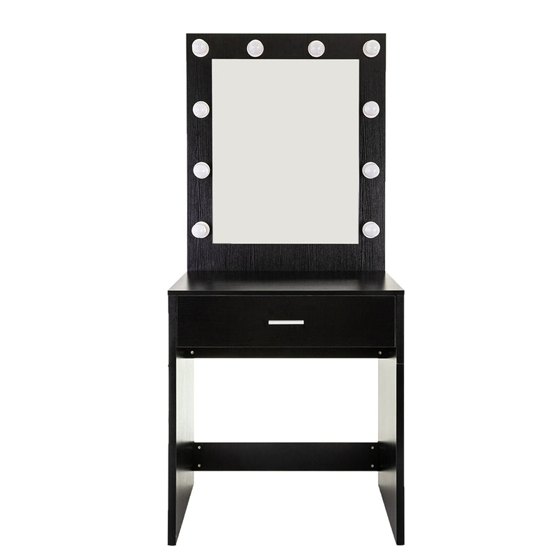 FCH With a Light Cannon Large Mirror Single Drawer Dressing Table Black