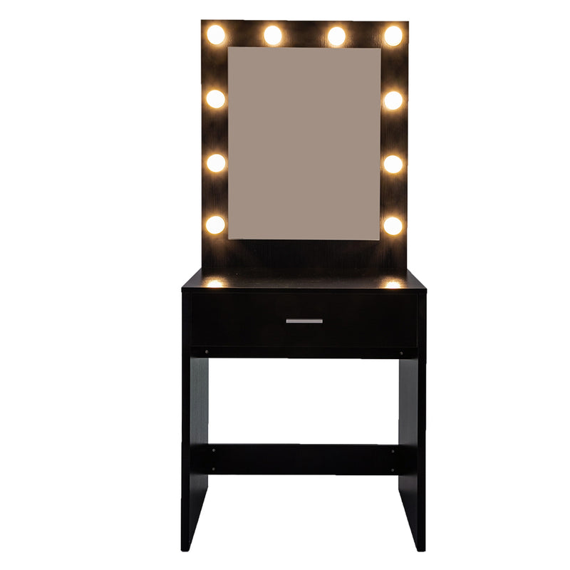 FCH With a Light Cannon Large Mirror Single Drawer Dressing Table Black