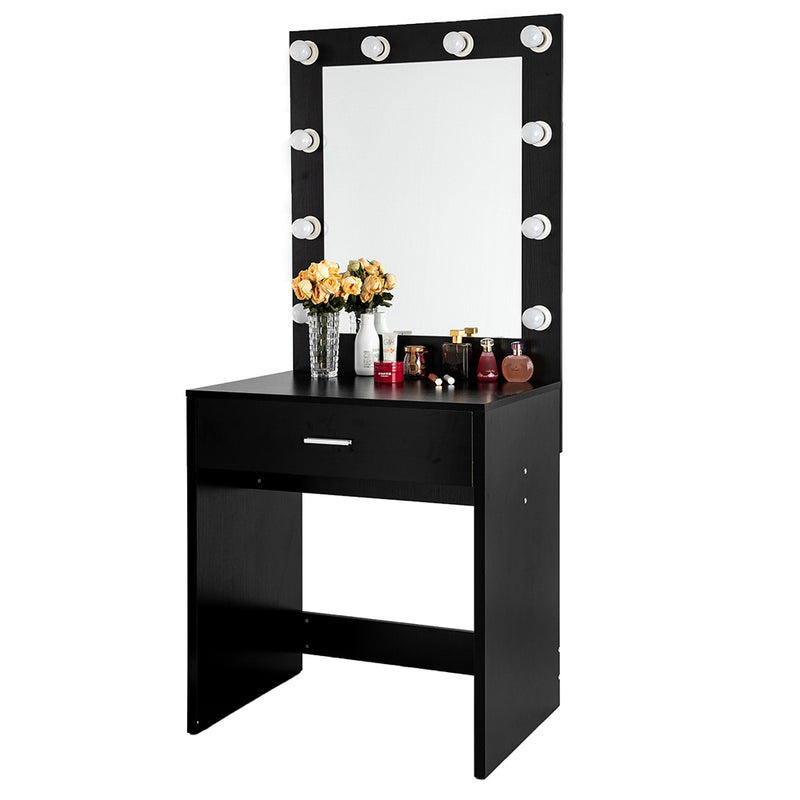 FCH With a Light Cannon Large Mirror Single Drawer Dressing Table Black