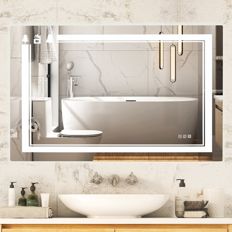 Three-Tone Lighting Bathroom Mirror Silver