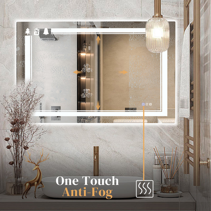 Three-Tone Lighting Bathroom Mirror Silver