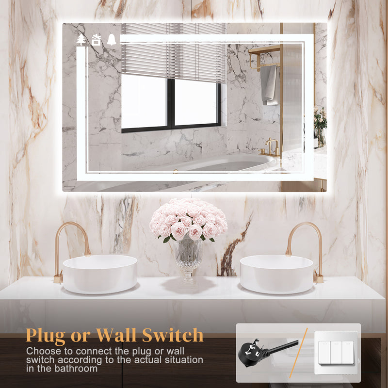 Three-Tone Lighting Bathroom Mirror Silver