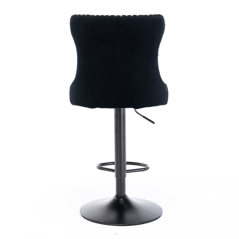 Set of 2 Swivel Velvet Barstools Adjusatble Seat Height from 25-33 Inch