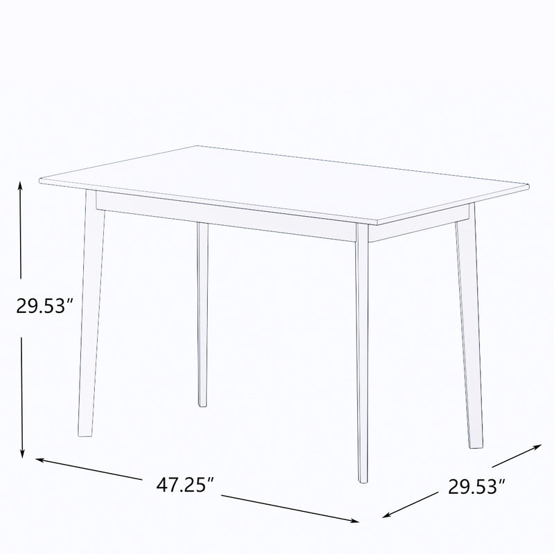 Modern Dining Table 47 Inch Kitchen Table Rectangular Top with Solid Wood Leg-White