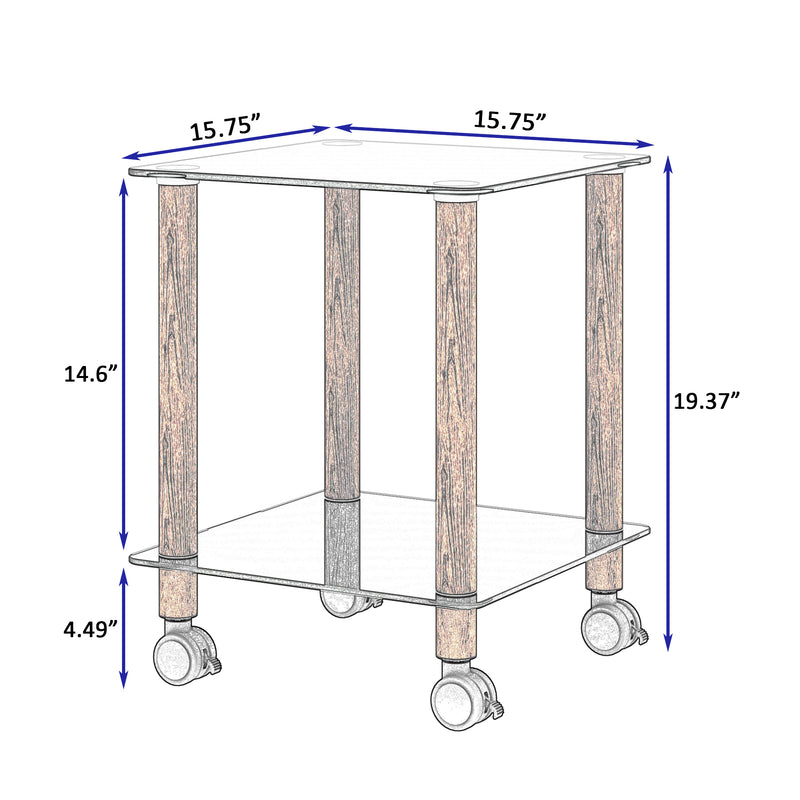 1-Piece Black + Walnut Side Table , 2-Tier Space End Table