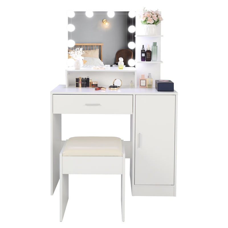 Makeup Table with Cushioned Stool