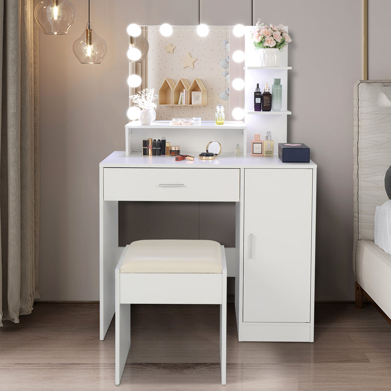 Makeup Table with Cushioned Stool