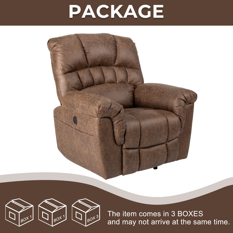 Tech Cloth With 8-Point Massage Heating Function Large Power Lift Lounge Chair Brown