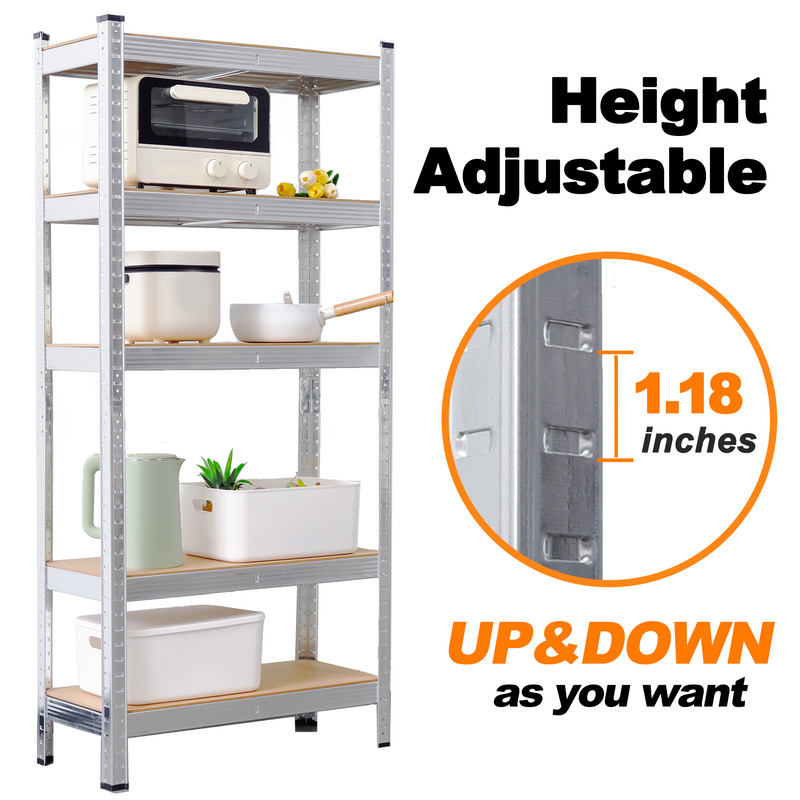 5-Tier Utility Shelves, Metal Storage Shelves