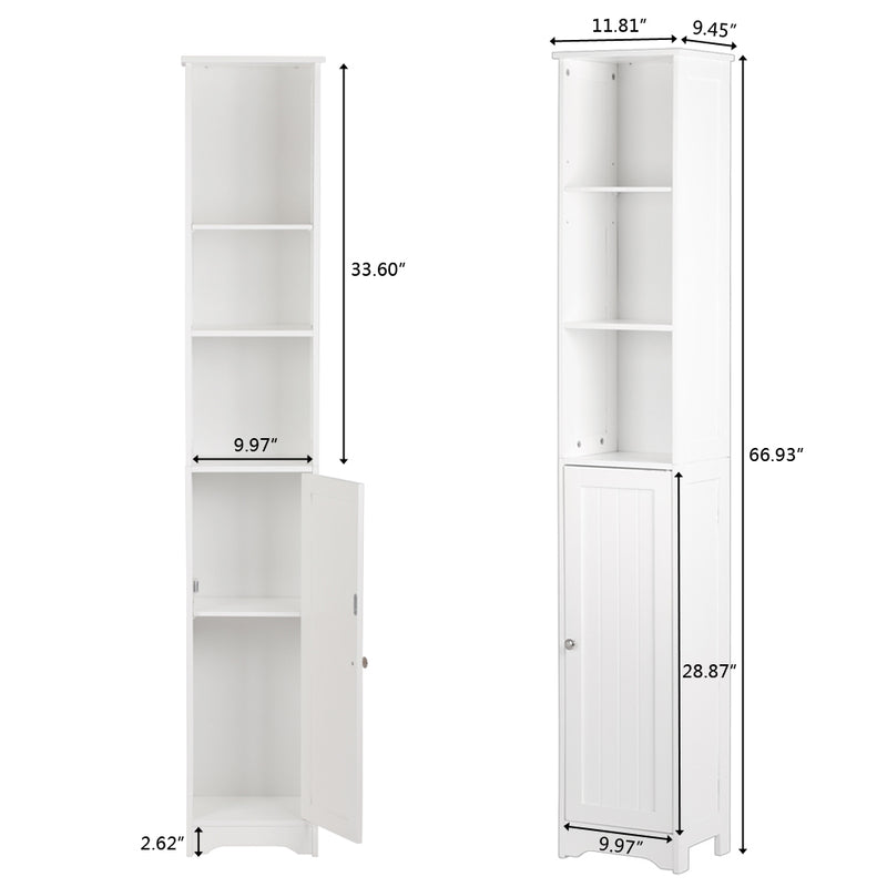 FCH One Door & Three Layers Bathroom Cabinet White