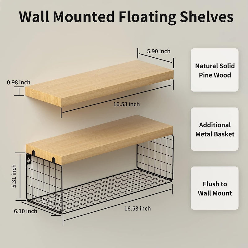 Floating Shelves Wall Mounted, Rustic Wood Bathroom Wall Shelves