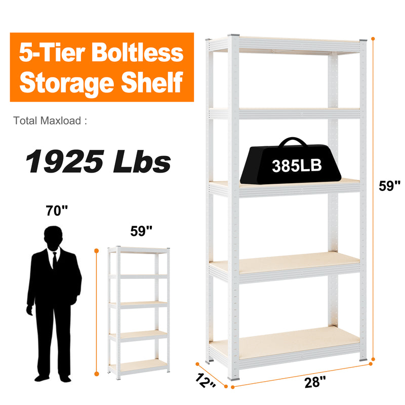 5-Tier Utility Shelves, Metal Storage Shelves