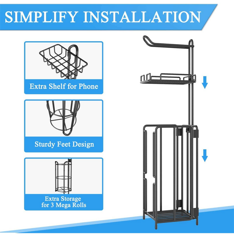 2 Pack Free Standing Toilet Paper Holder Stand