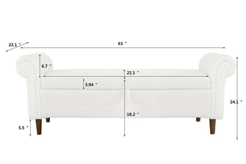 Multifunctional Storage Rectangular Sofa Stool- Beige