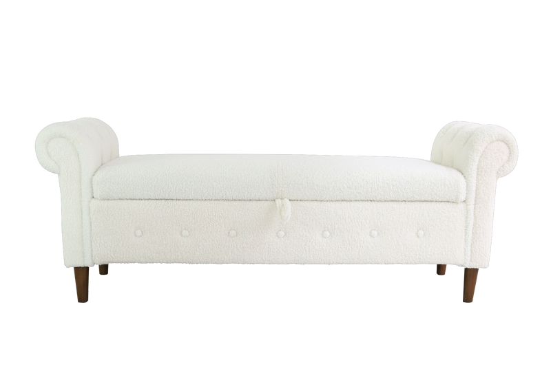 Multifunctional Storage Rectangular Sofa Stool- Beige