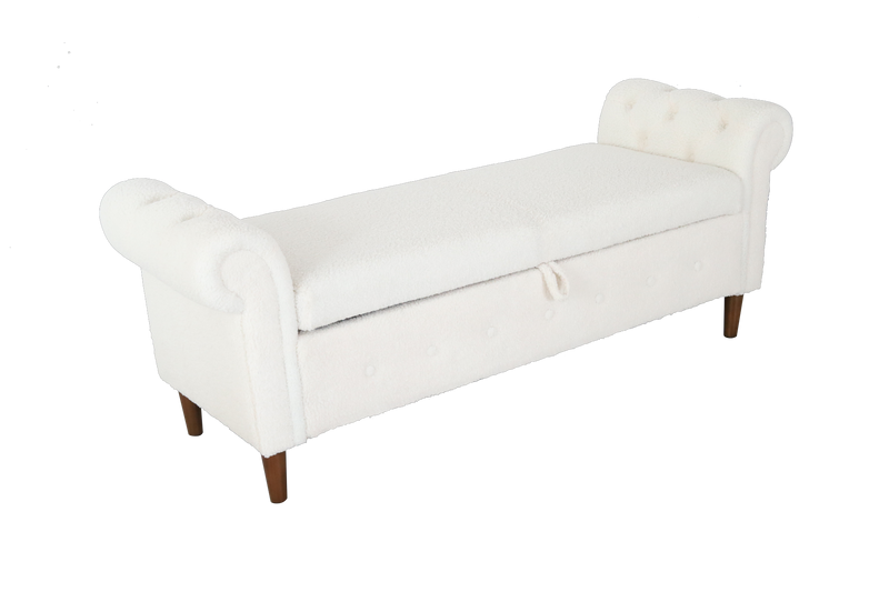 Multifunctional Storage Rectangular Sofa Stool- Beige